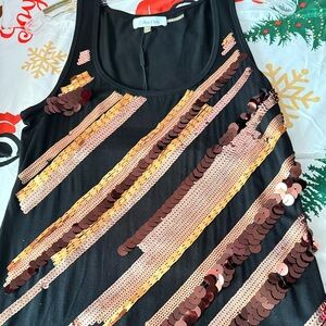 Calvin Klein Black and Bronze Sequin Tank Top. Great for a night out on the town